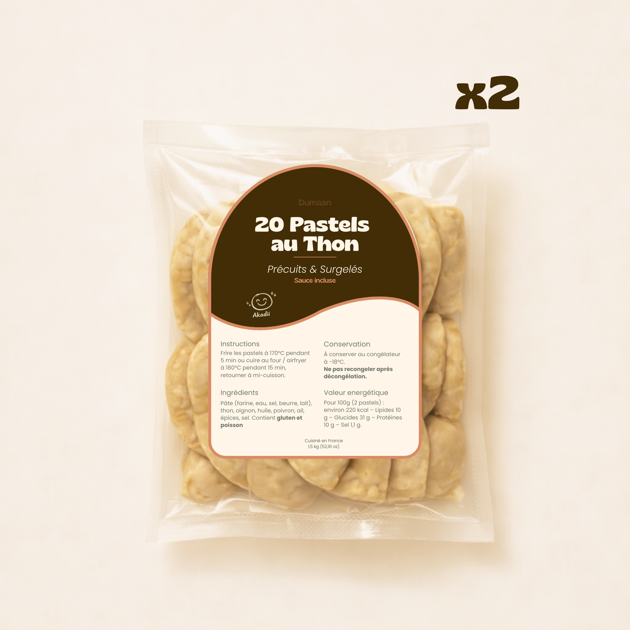 40 Pastels au Thon Précuites & Surgelées I Lot de 2 packs